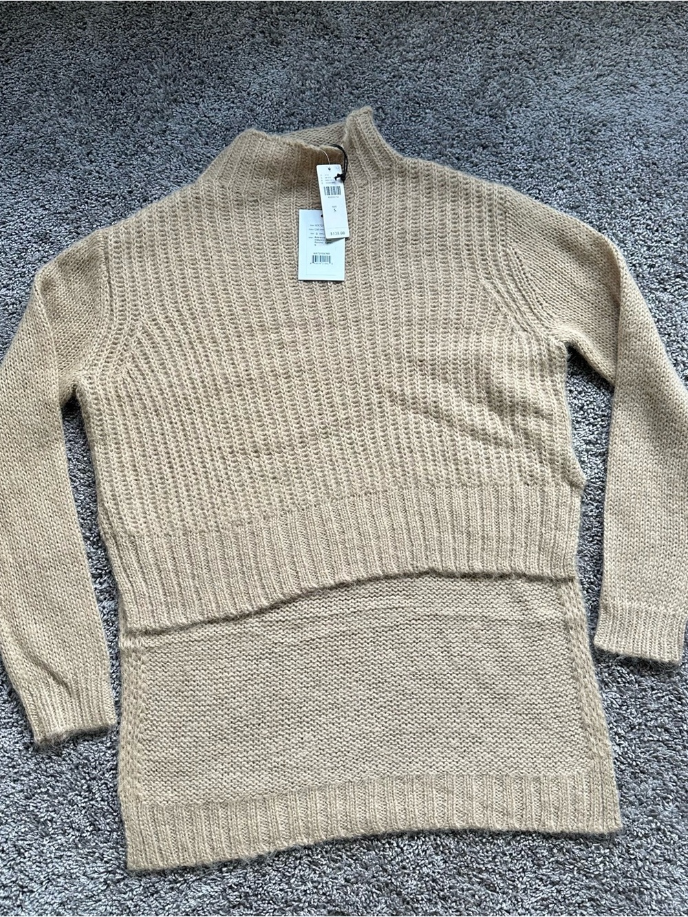 Anthropologie Layered Cowl-Neck Tunic Sweater in Light Beige